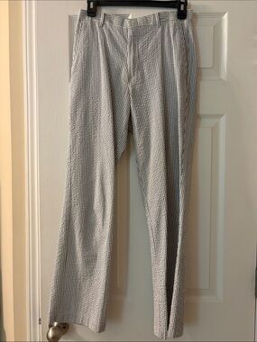 Boys Seersucker Dress Pants in Light blue Stripe